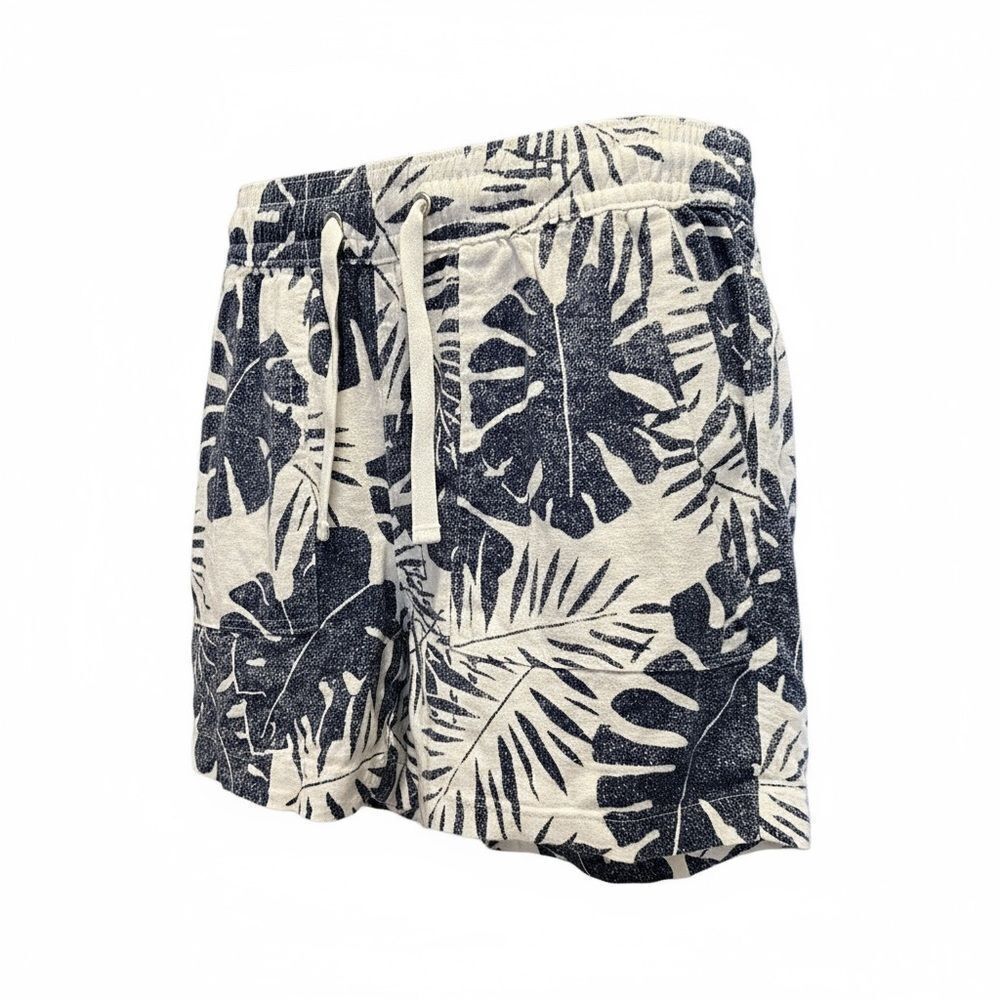 GUC Nautica Women’s Navy White Leaf Print Shorts Drawstring Waist - Size Small - Picture 2 of 6